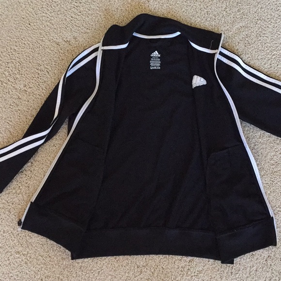 Adidas youth black 3 stripes tracks jacket - Picture 2 of 4